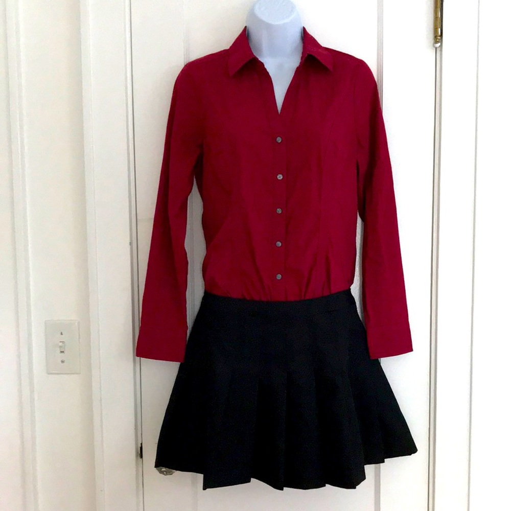 Express Burgundy Essential Button up Top-S